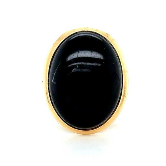 14k Gold Oval Shaped Onyx Ring